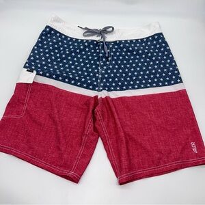VALOR Star Pattern Red, White and Blue Board Men’s Shorts-Size 36